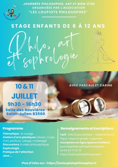 Affiche présentant le stage “Voyager, c'est quoi ?”, juillet 2024