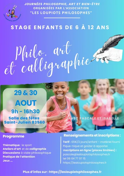 Affiche présentant le stage “Les héros du sport”, août 2024