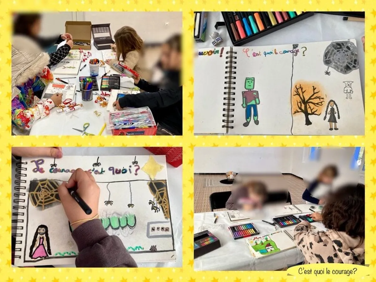 Photos de l’atelier « Qu’est-ce que ça veut dire, être courageux ? », novembre-décembre 2025