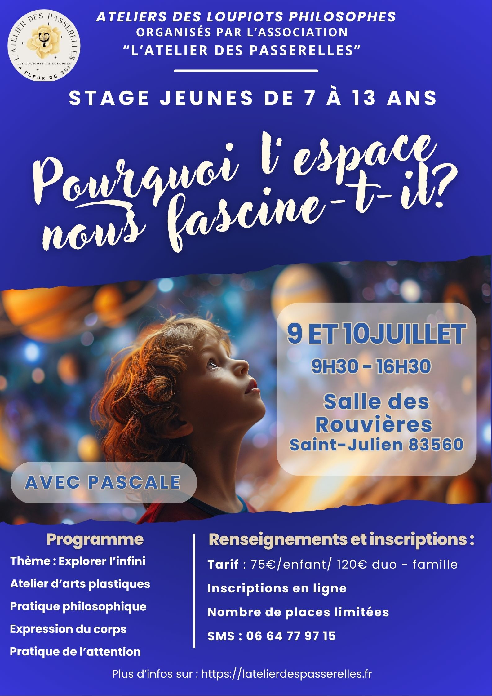 Affiche du stage « Pourquoi l’espace nous fascine-t-il ? », juillet 2026