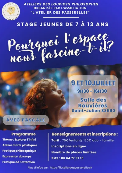 Affiche du stage « Pourquoi l’espace nous fascine-t-il ? », juillet 2026
