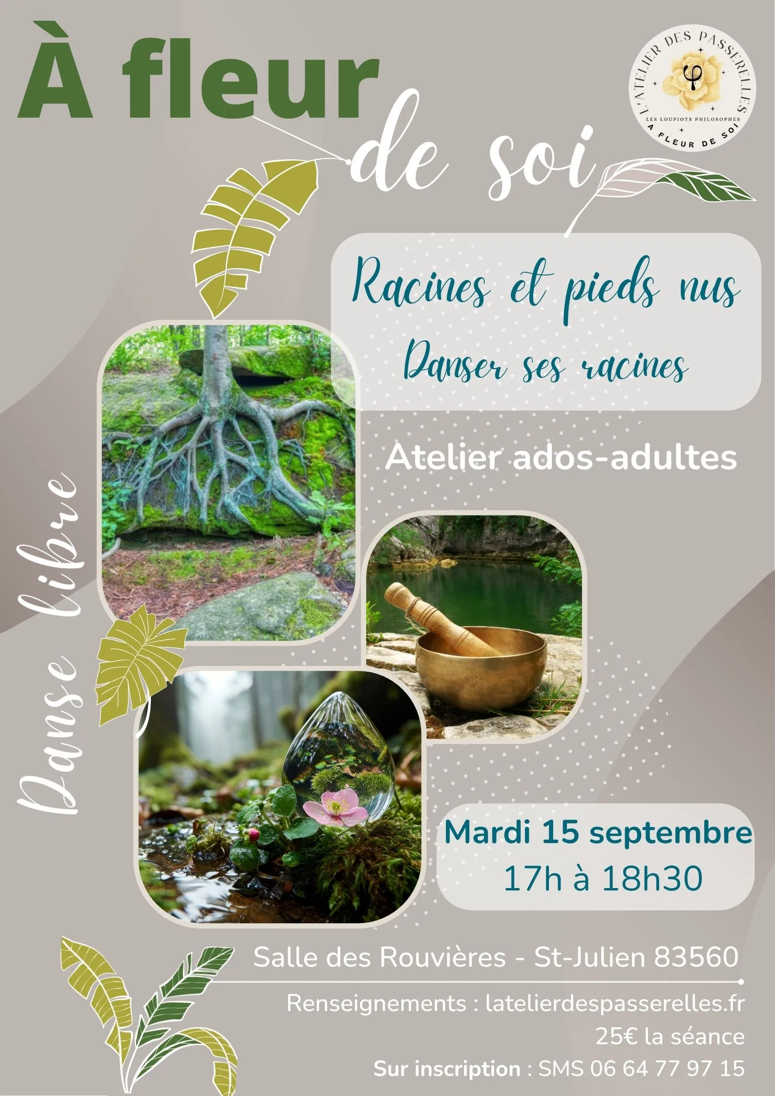 Affiche de l’atelier « Racines et pieds nus »