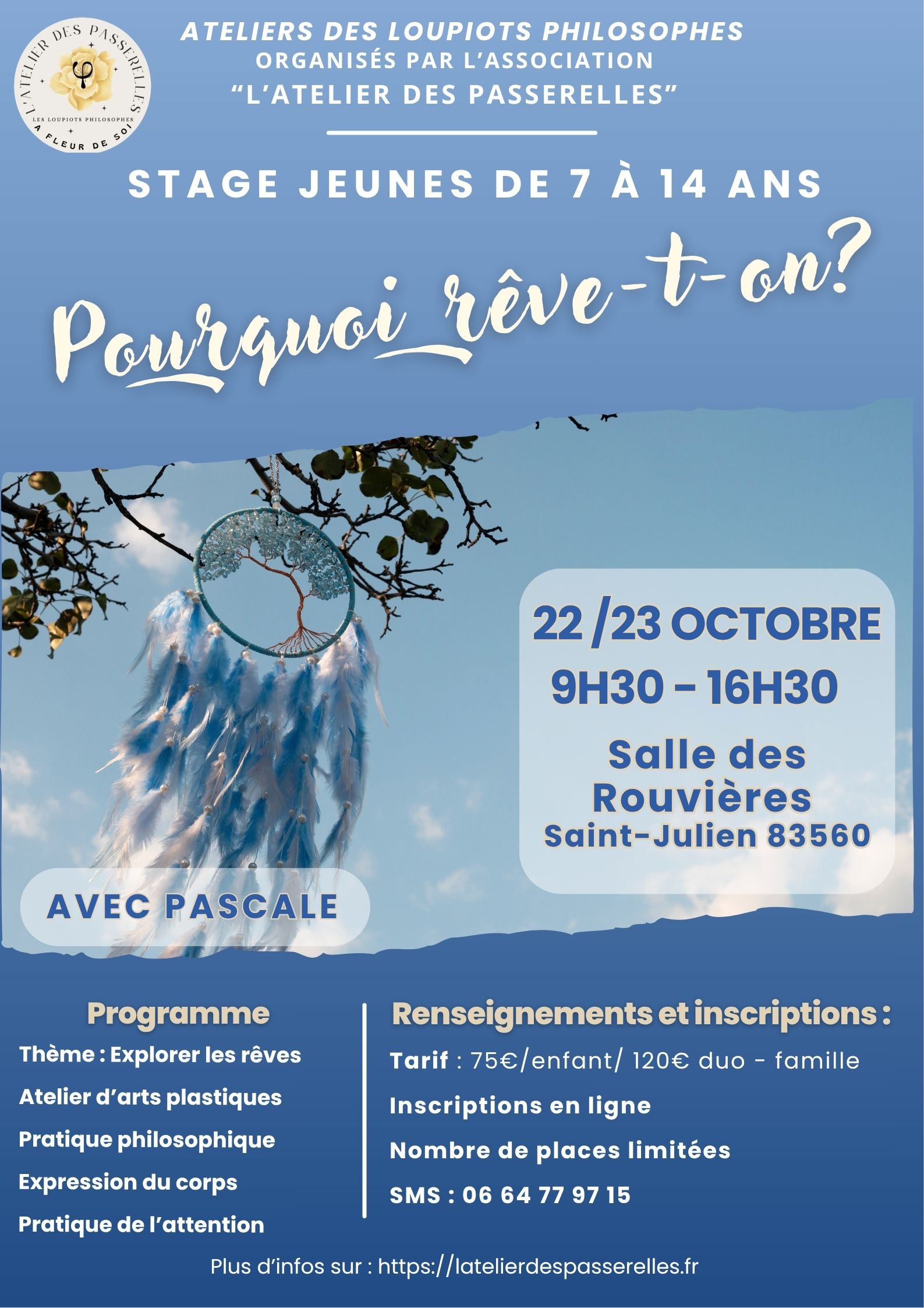 Affiche du stage « Pourquoi rêve-t-on ? », octobre 2026
